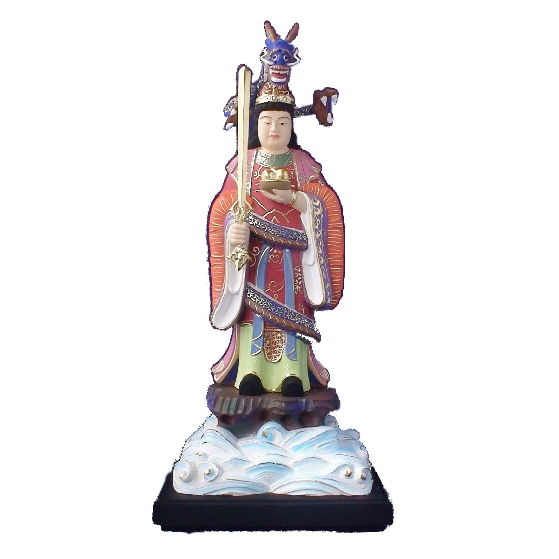 –　(受注生産)　ヒノキ　彩色　JAPAN　木彫仏像/龍神（龍王）立像7.0寸桧木　SHOP　ひのき　TOMOE