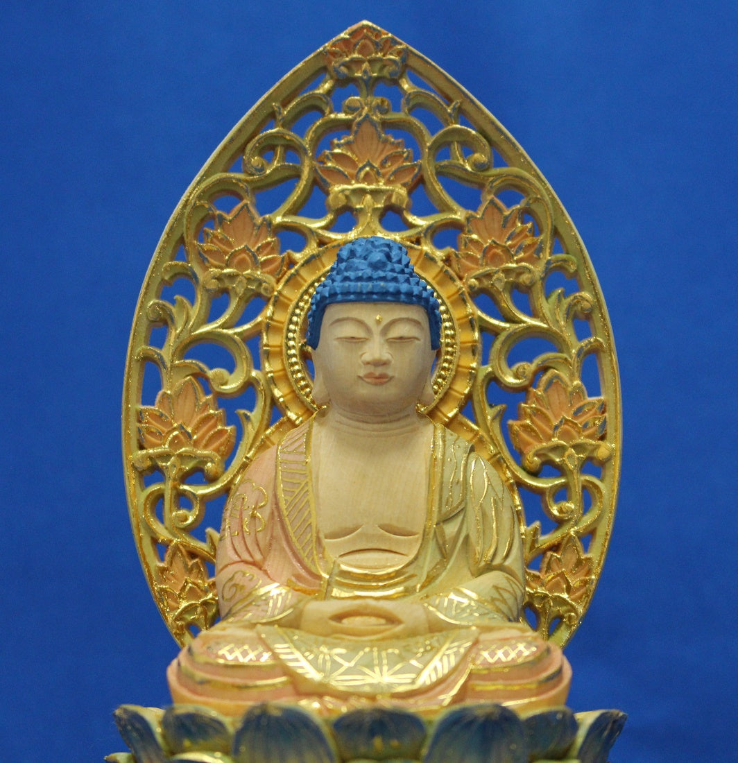 中国美術 古銅 彩色 釈迦如来像 仏像-