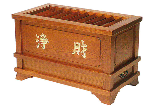 木製　仏具　柱式賽銭箱　欅木 (受注生産）  2712
