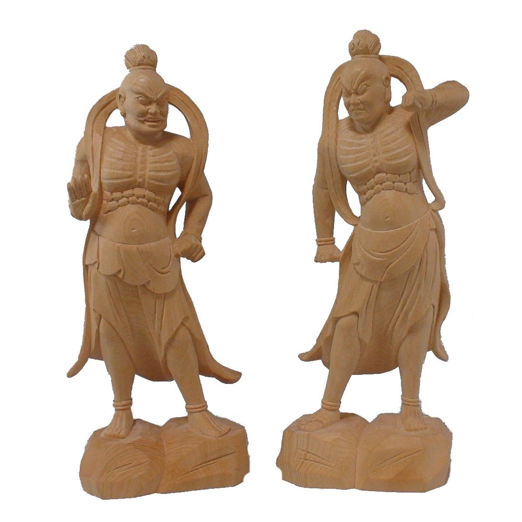 木彫仏像 少林寺型仁王像6.0寸一対桧木 ひのき 送料無料
