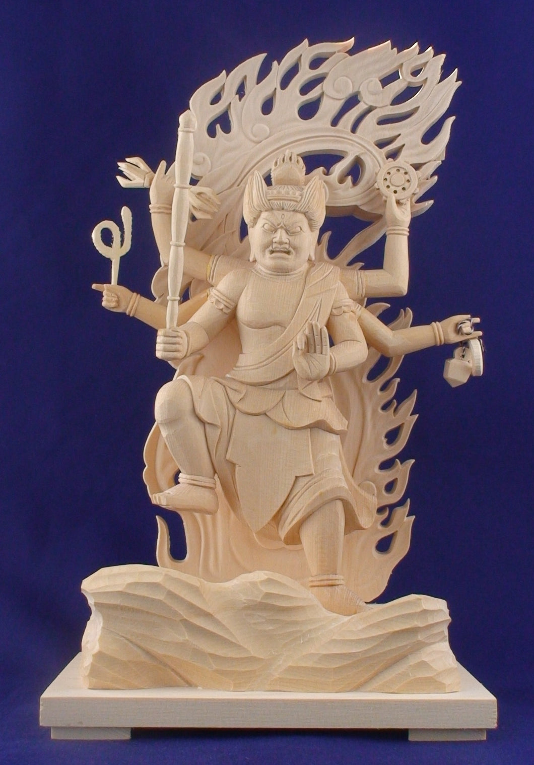木彫仏像 鳥枢沙摩明王立像　桧木仏像 彫刻 木材　 仏壇/仏具 木彫/木彫り