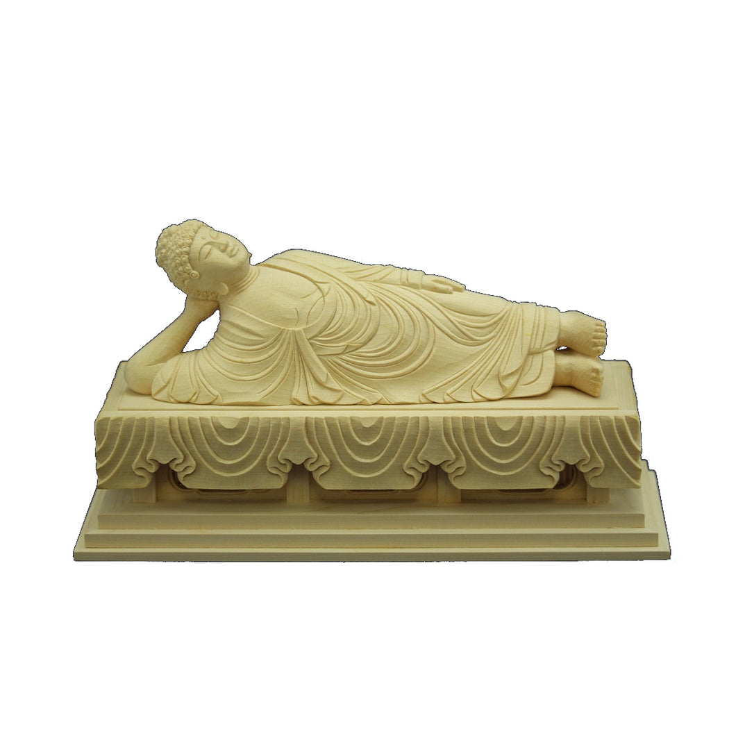 木彫仏像　釈迦涅槃像身丈6.0寸桧木　ヒノキ(受注生産）