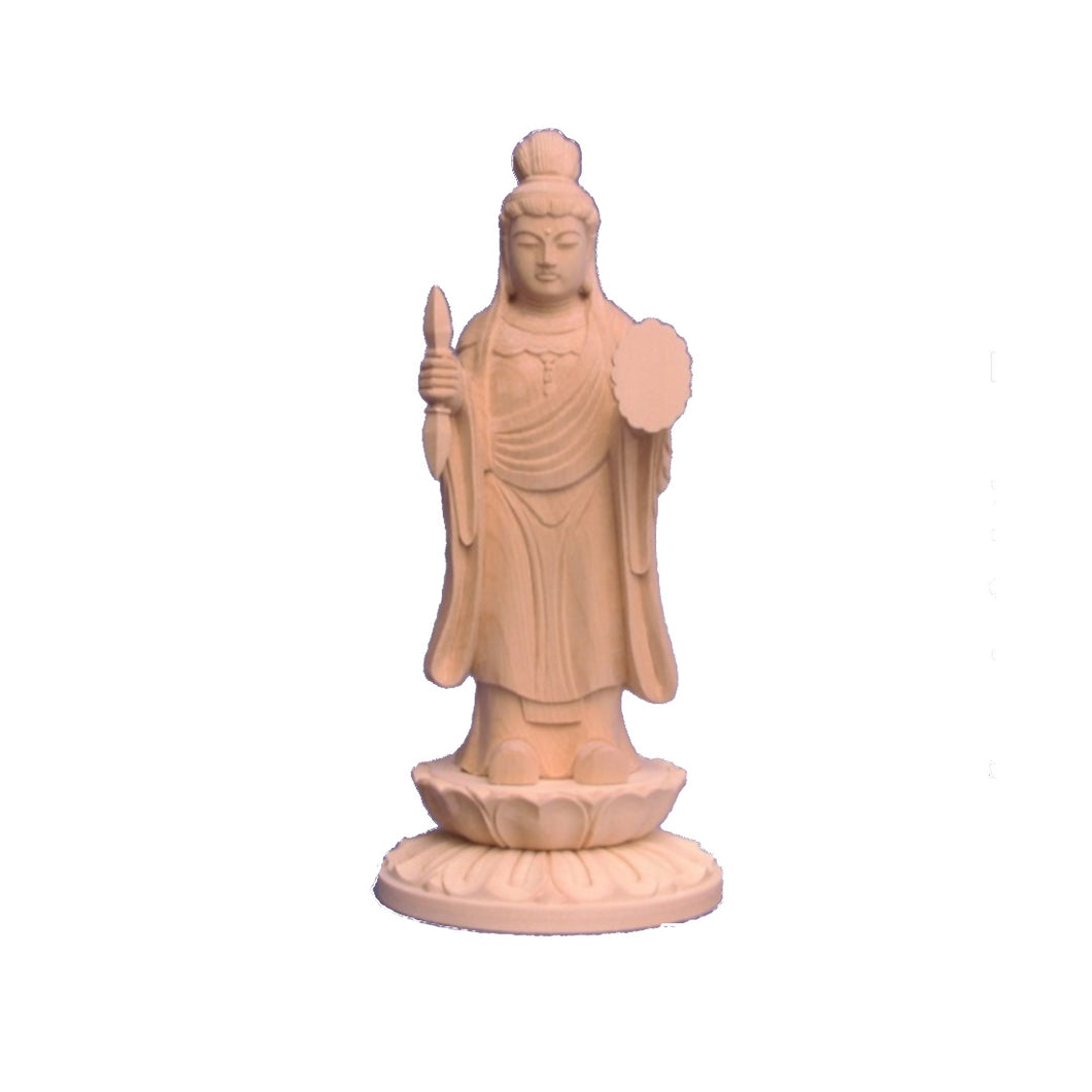 木彫仏像/帝釈天騎象像20cm桧木 (受注生産）